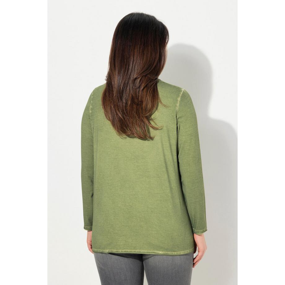 Ulla Popken Maglia Maniche Lunghe Scollo V Cuore Paillettes Tinta Fredda  