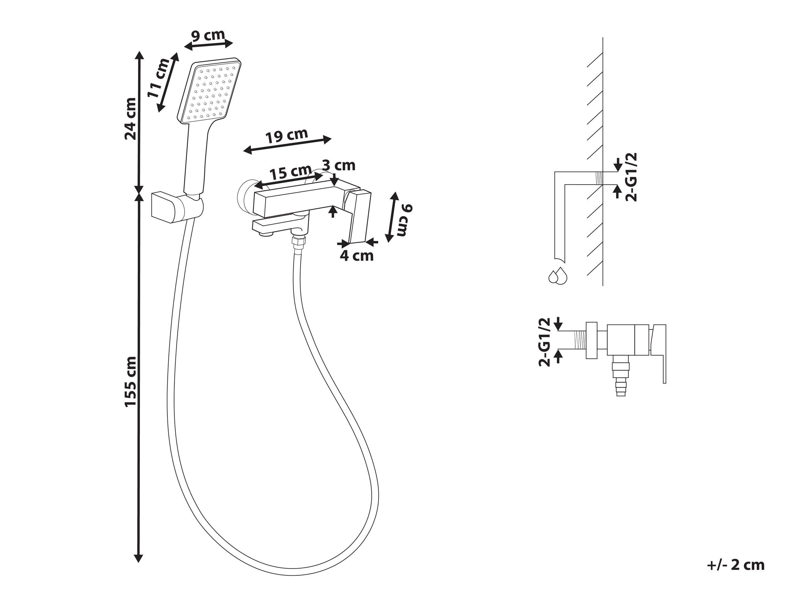Beliani Robinet de douche mural en Laiton Moderne BALNEARIO  