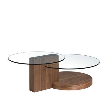 Table basse de noyer et verre