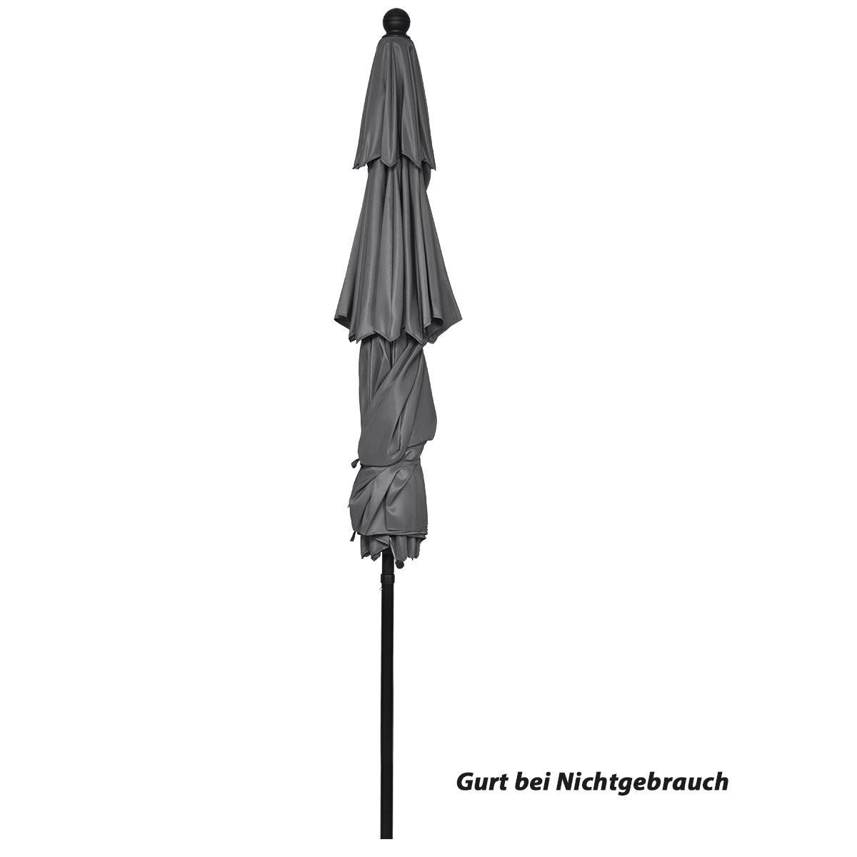 Northix Ombrellone da 300 cm in alluminio con tetto a 3 livelli, ombrellone inclinabile automaticamente, antracite  