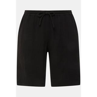 Ulla Popken  Shorts in cotone biologico con crespatura a bolle, taglio della gamba largo e cintura elastica 