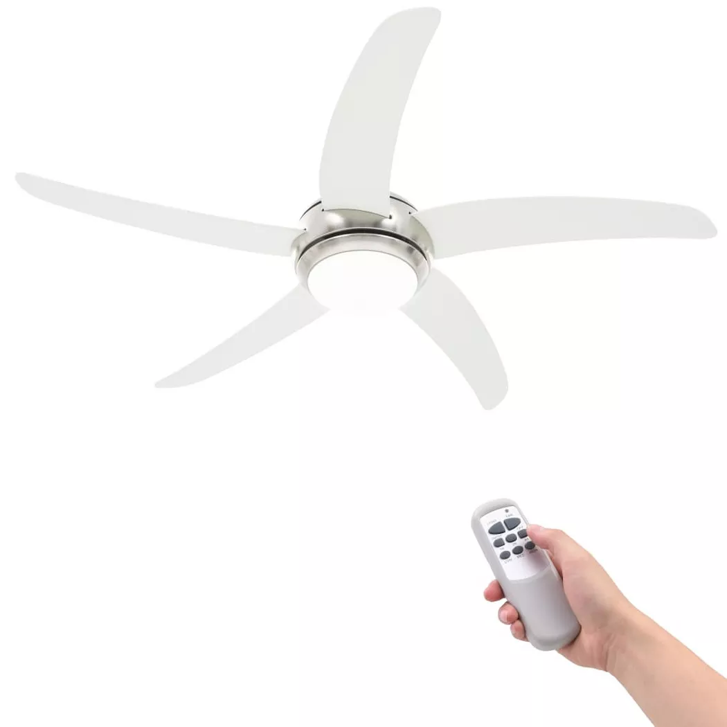 Ventilateur de plafond orné avec lampe 128 cm Blanc Vidaxl