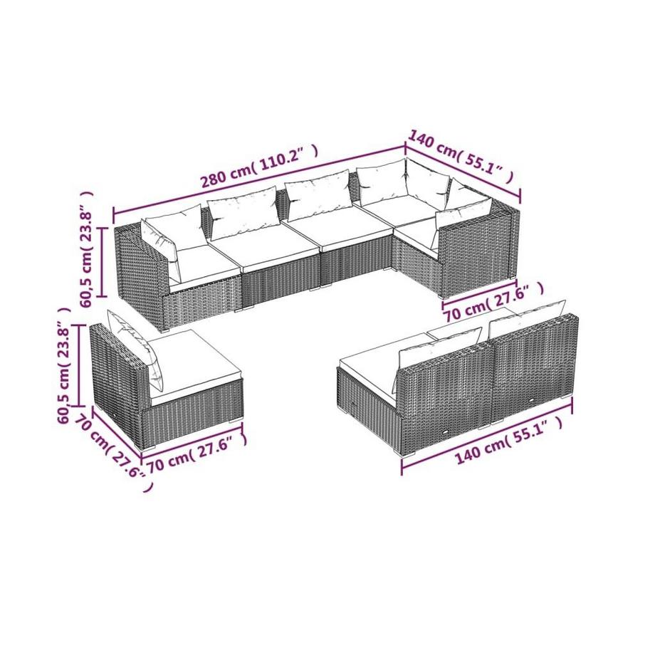 VidaXL Garten lounge set poly-rattan  