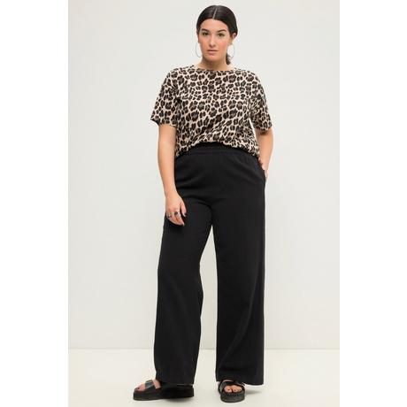 Studio Untold  Pantalon en lin mélangé taille haute à jambes larges et taille élastique 