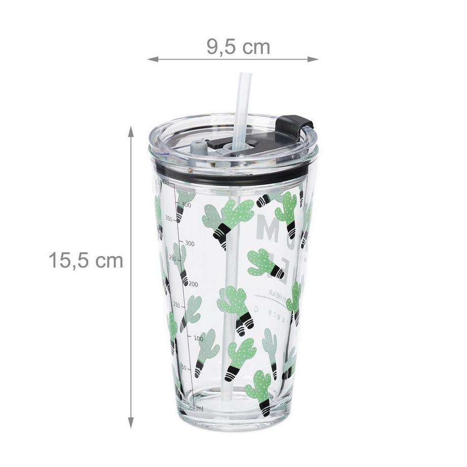 B2X  ensemble de 4 verres à boire avec motif cactus 