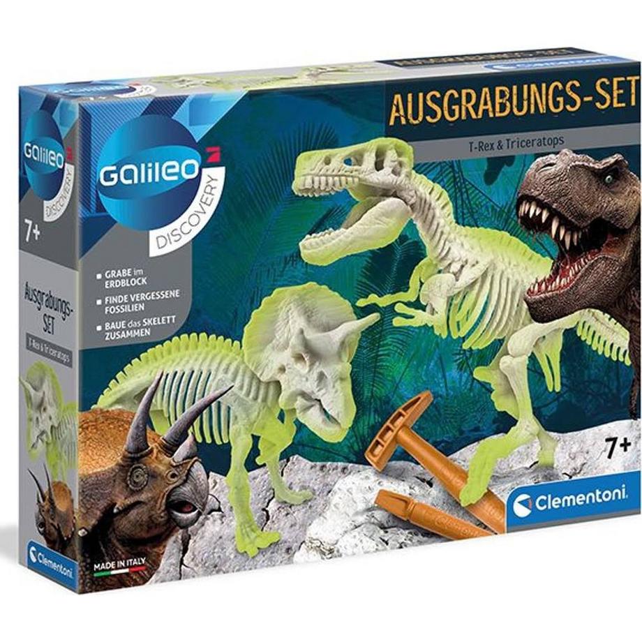Clementoni  Galileo Ausgrabungset T-Rex & Triceratop 