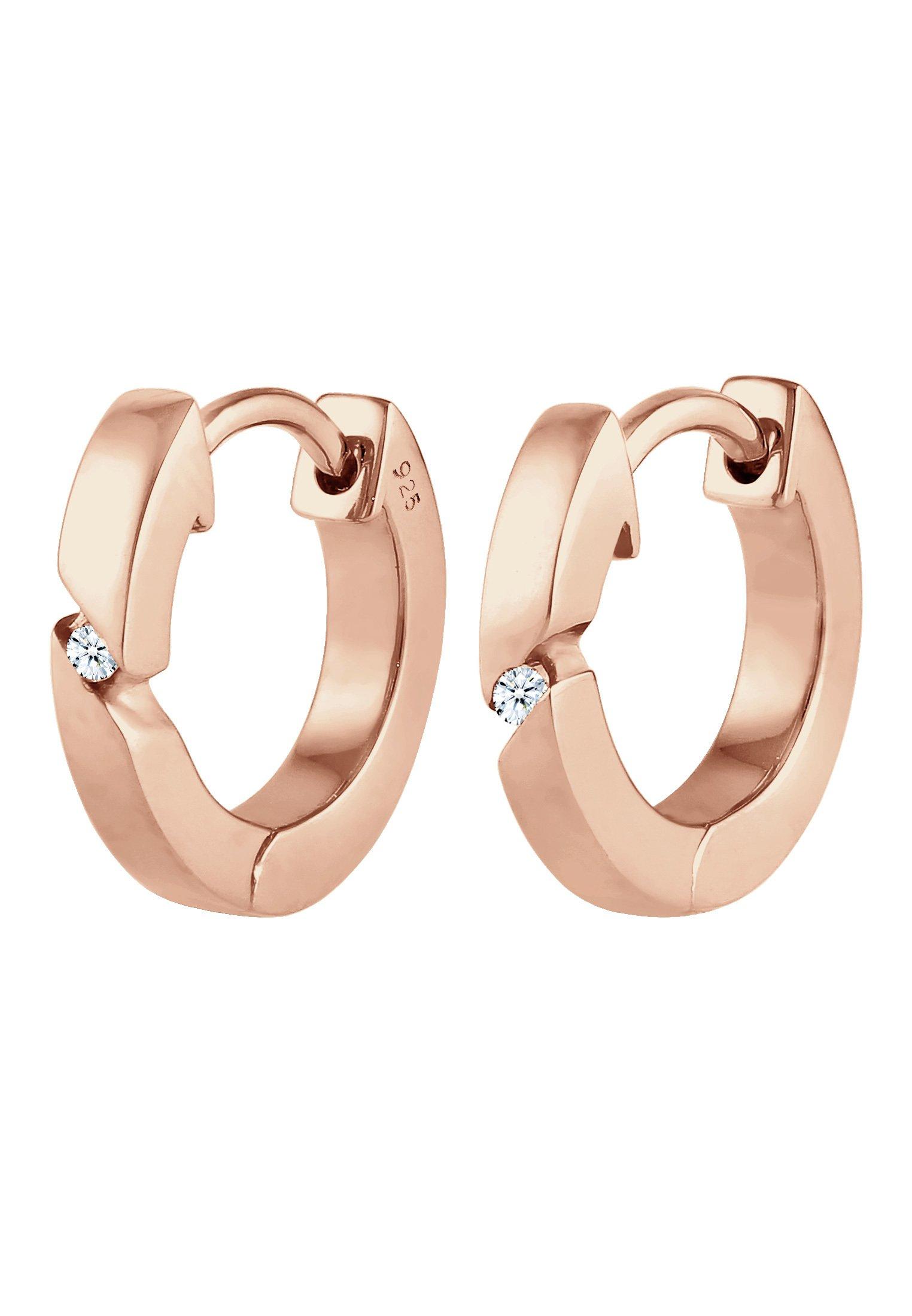 Elli  Boucles d'Oreilles Dames Créoles Avec Diamant (0,04 Ct.) 