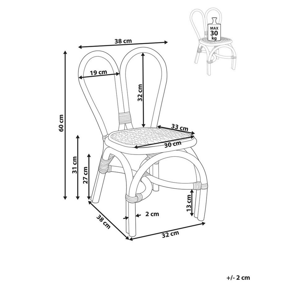 Beliani Chaise pour enfant en Rotin Boho DESIMI  
