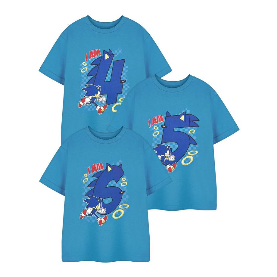 Sonic The Hedgehog  I Am 4 TShirt  Geburtstag kurzärmlig 