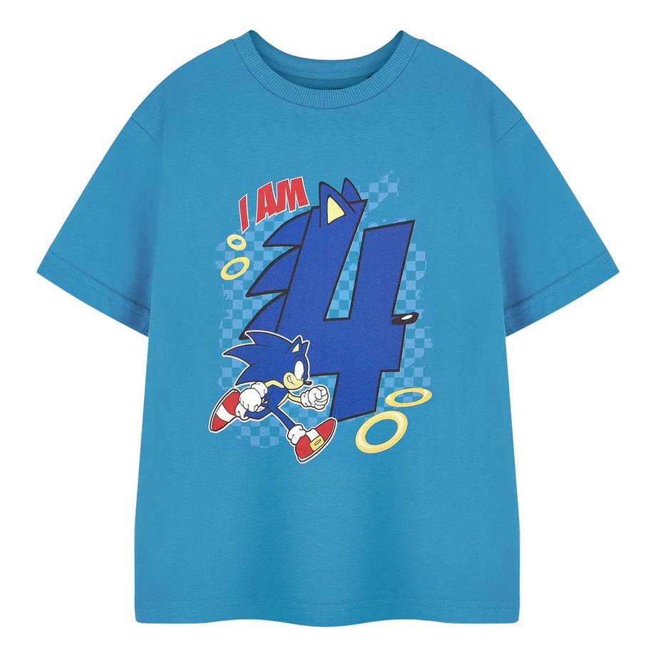 Sonic The Hedgehog  I Am 4 TShirt  Geburtstag kurzärmlig 