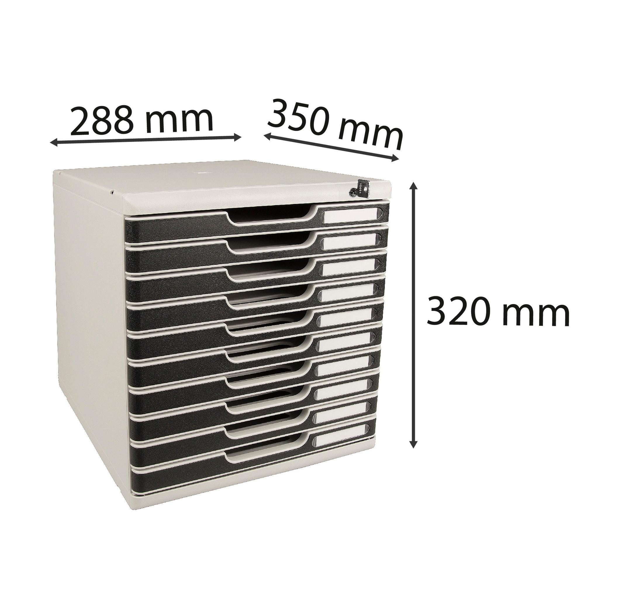 Exacompta Schubladenbox MODULO A4, 10 abschließbare Schubladen  