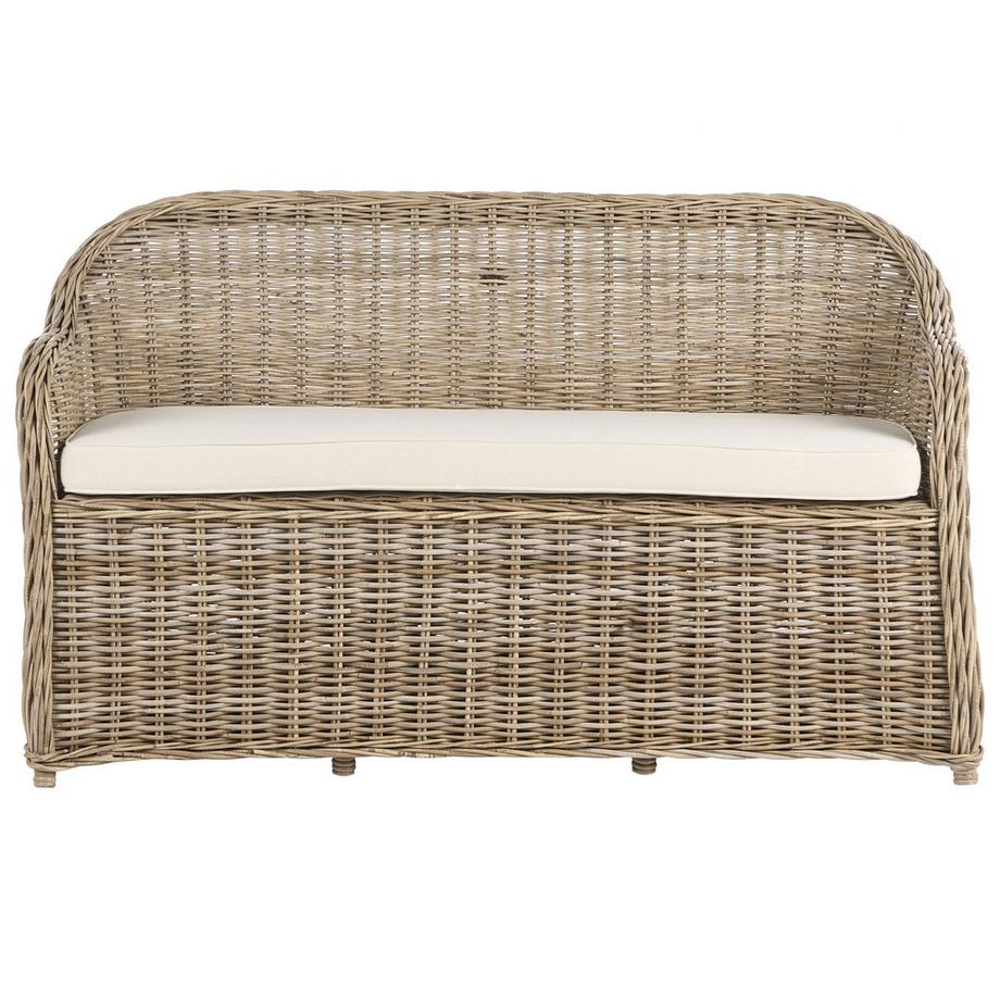 Beliani Gartenbank mit Auflage aus Rattan Boho SUSUA  
