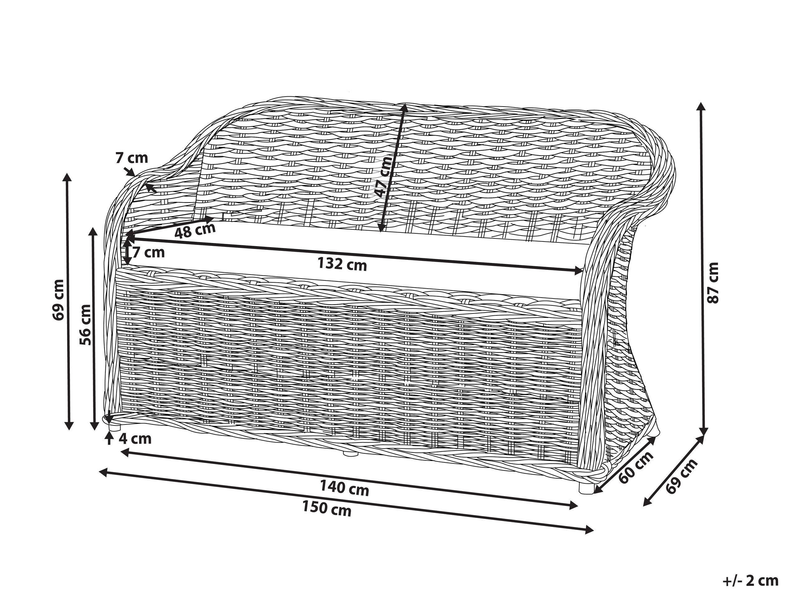 Beliani Panca da giardino con cuscino en Rattan Boho SUSUA  