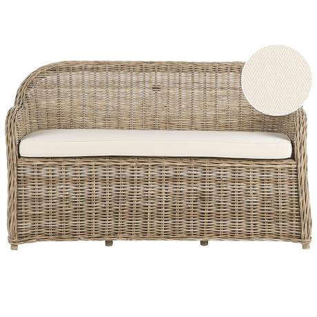 Beliani Panca da giardino con cuscino en Rattan Boho SUSUA  