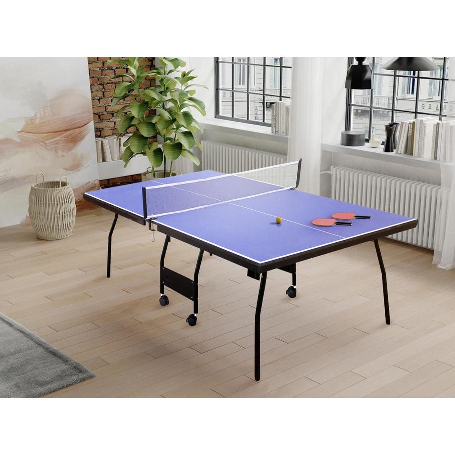 Vente-unique  Zusammenklappbare Tischtennisplatte mit Rollen für den Innenbereich mit Zubehör - 274 x 152,5 x 76 cm - GARRY 