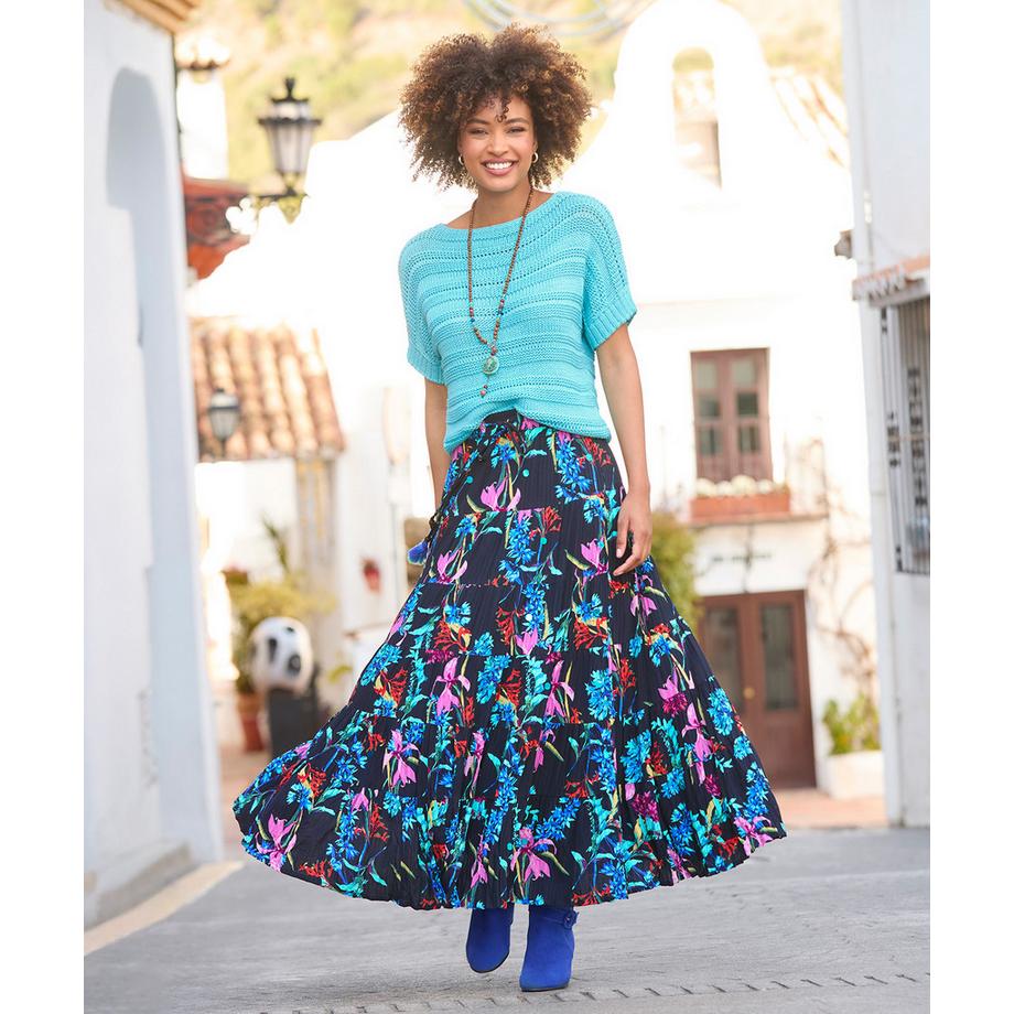 Joe Browns Gonna Lunga Floreale Scura con Paillettes  