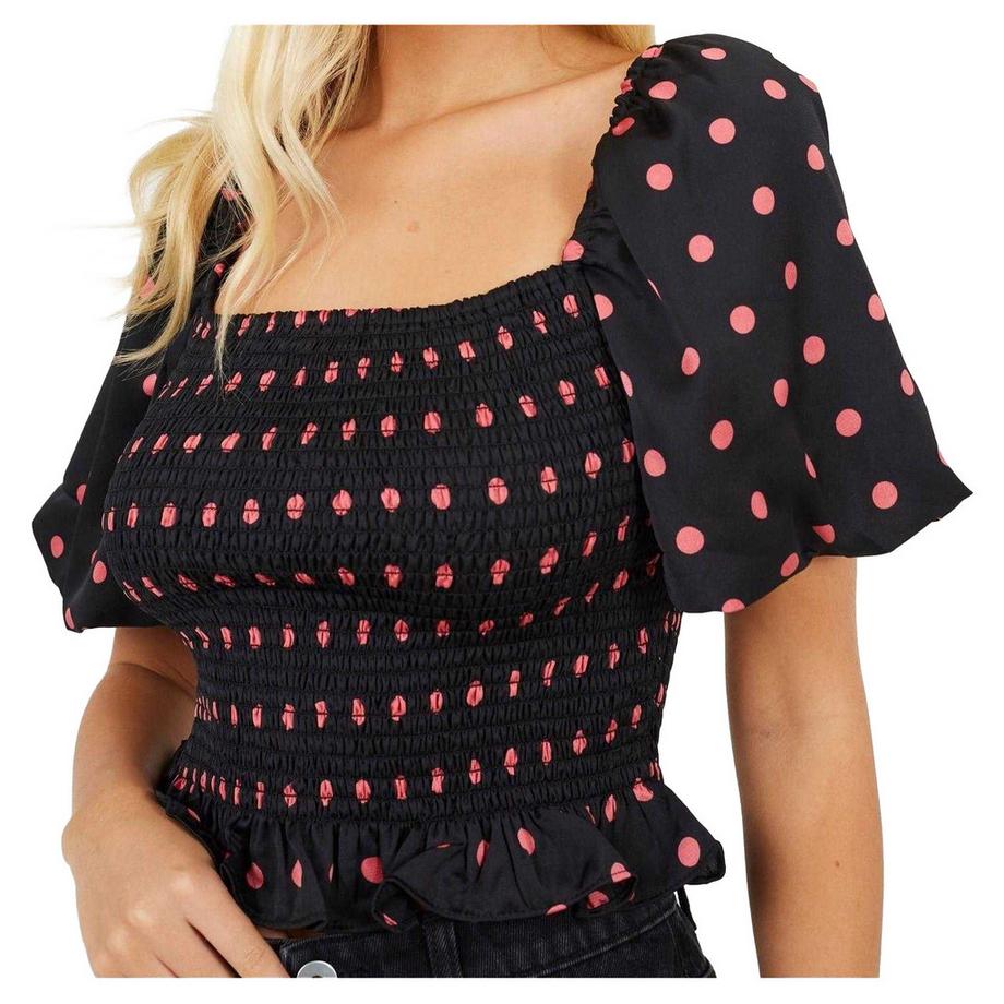 Brave Soul  Haut Manches Bouffantes Motiftyle À Pois 