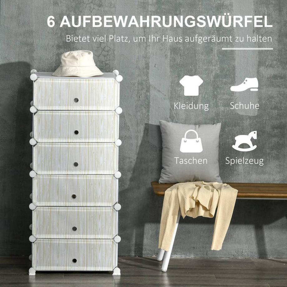 Northio Schuhregal Kunststoffregal für 6 Paar Schuhe Schuhkarton für Flur DIY Steckregal Aufbewahrung von Schuhen Weiß 49 x 36,5 x 108 cm Aosom  