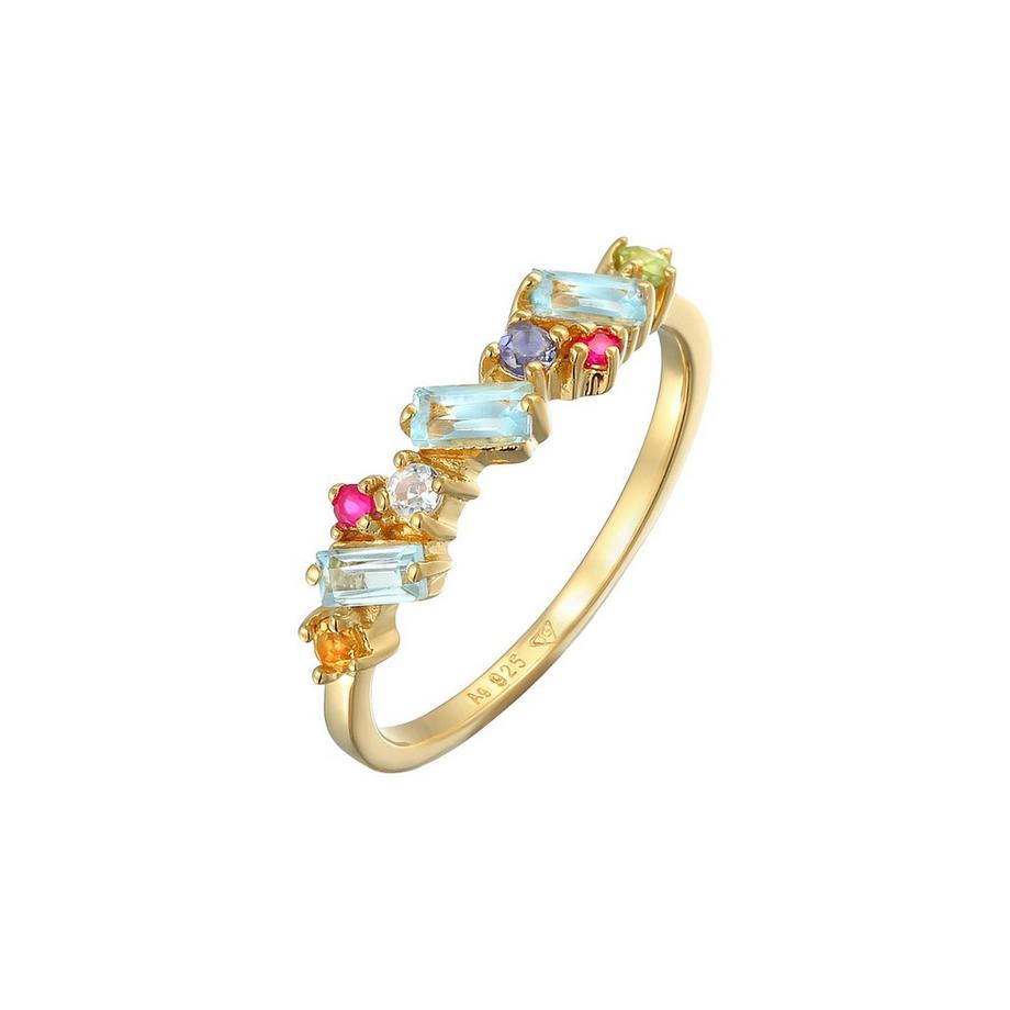 Bague Elli Premium Ring Peridot Topas Mondstein Glamour 925 Silber Vergoldet