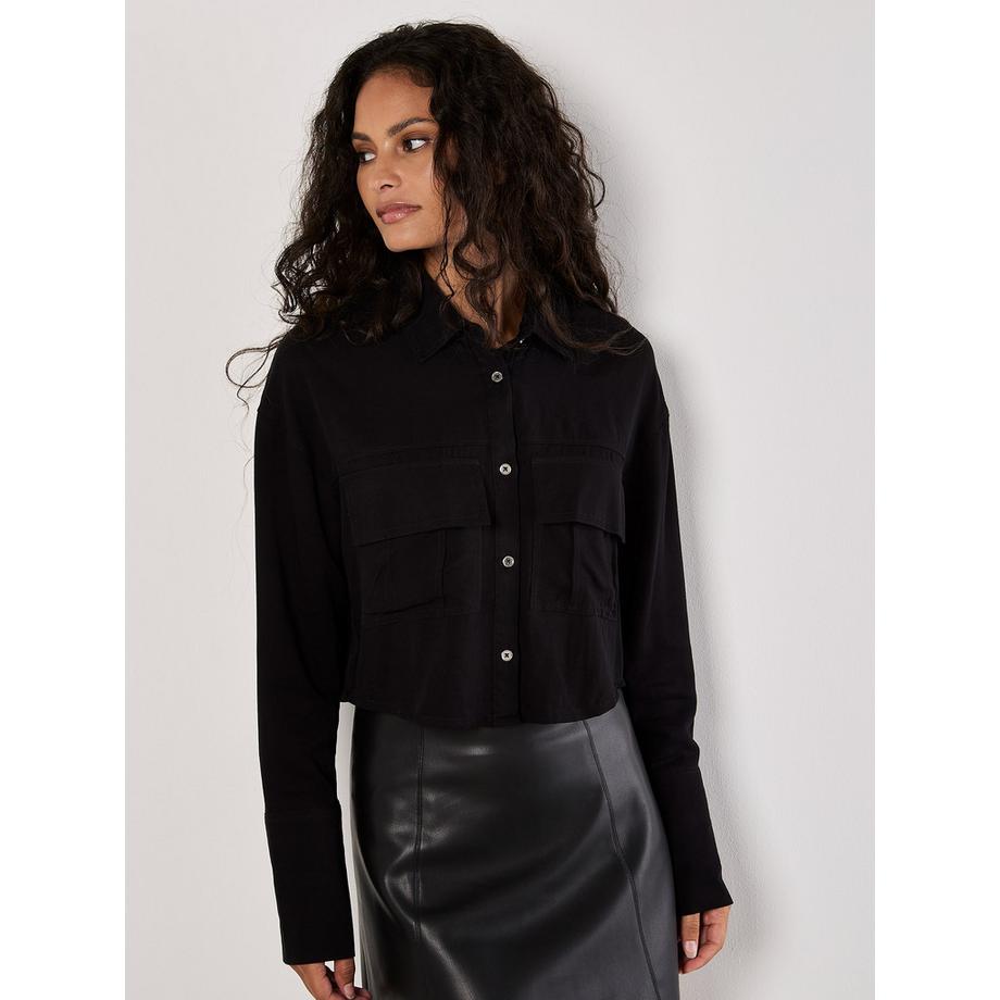 Cropped Shirt aus weichem Twill