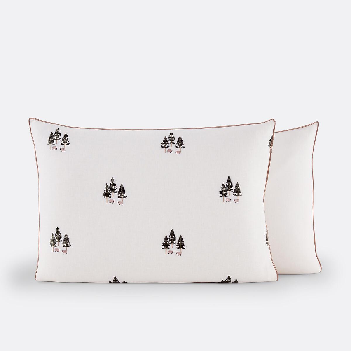 La Redoute Intérieurs Anton Baumwolle Gewaschenes Leinen Bestickter Kissenbezug  