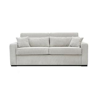 Vente-unique Canapé 4 places convertible express en velours côtelé beige - Couchage à lattes larges 160 cm - Matelas 18 cm - MONDOVI  