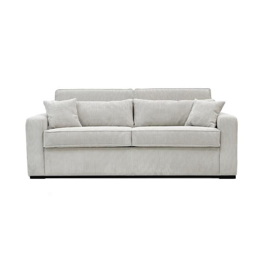 Vente-unique Schlafsofa mit Matratze 4-Sitzer - Liegefläche mit Lattenrost mit breiten Latten 160 cm - Matratze 18 cm - Cord - Beige - MONDOVI  