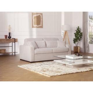 Vente-unique Canapé 4 places convertible express en velours côtelé beige - Couchage à lattes larges 160 cm - Matelas 18 cm - MONDOVI  