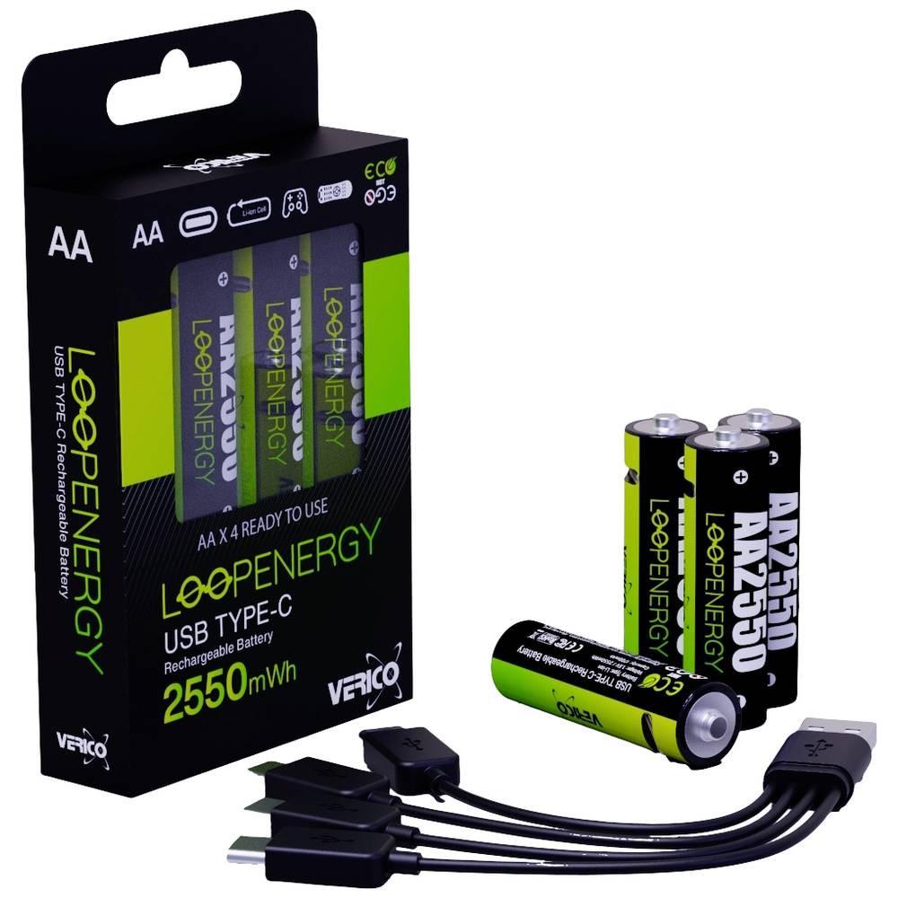Verico  Batteria ricaricabile USB-C ® Li-Ion 4 pz.  LoopEnergy USB-C® 1700 mAh 