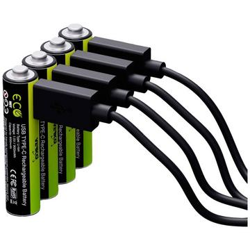 Batterie Li-Ion USB-C Mignon AA 1.5 V 250 mWh 1 700 mAh rechargeable par USB