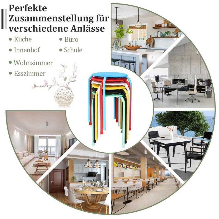 Northio Lot de 6 tabourets empilables en métal couleurs assorties tabourets pour enfants 30 x 30 x 44,5 cm coloré  