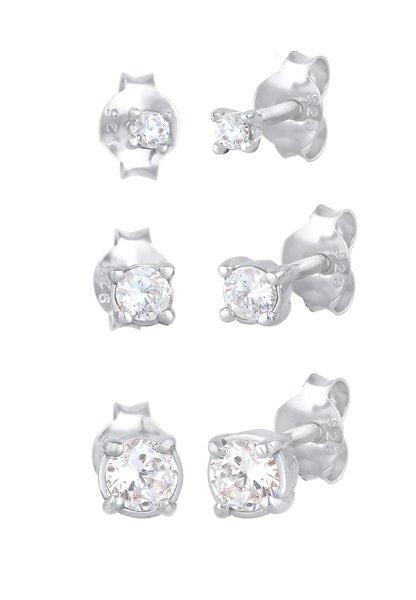 Elli  Boucles d'Oreilles Set De 3 Clous D'oreilles Avec Zirconium 