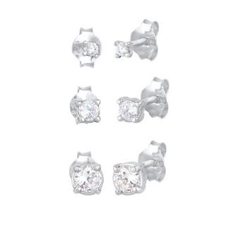 Elli  Boucles d'Oreilles Set De 3 Clous D'oreilles Avec Zirconium 