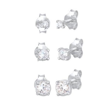 Elli  Boucles d'Oreilles Set De 3 Clous D'oreilles Avec Zirconium 