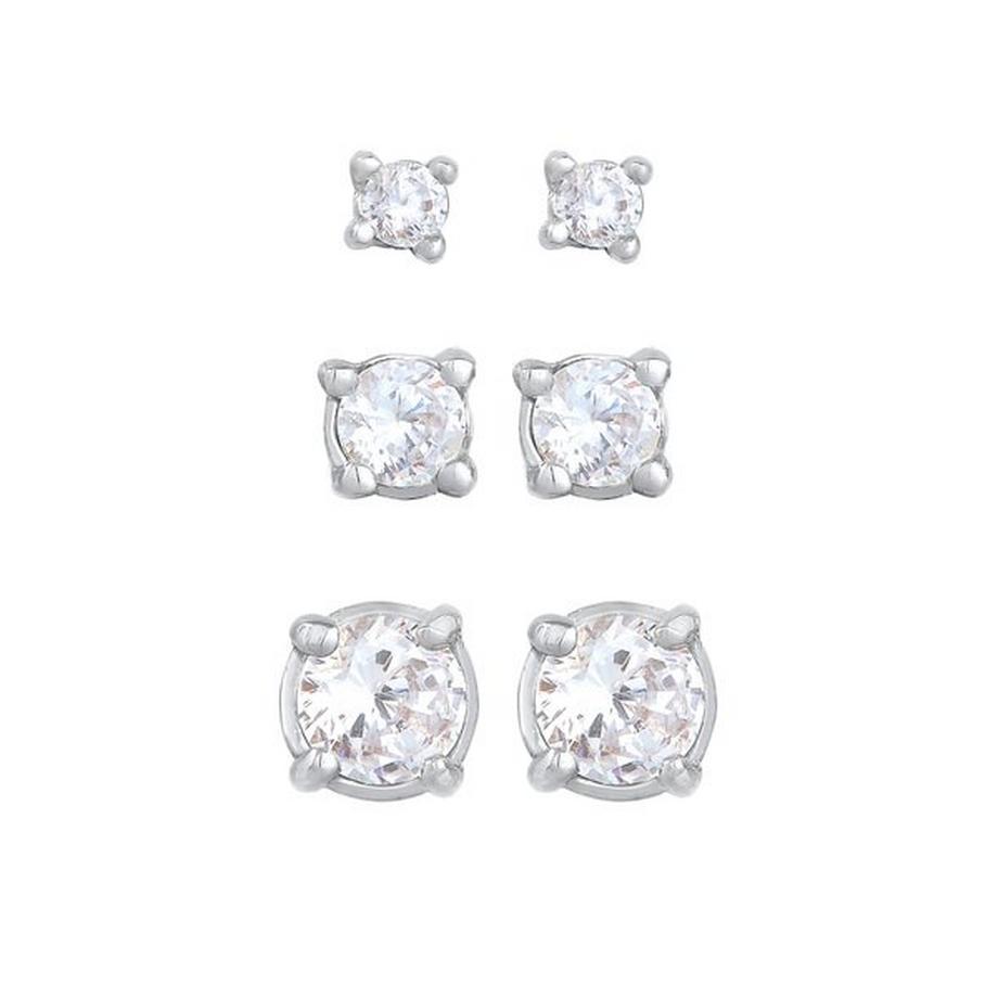 Elli  Boucles d'Oreilles Set De 3 Clous D'oreilles Avec Zirconium 