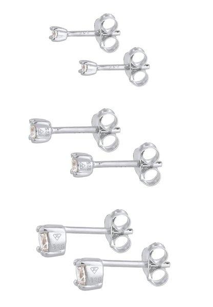 Elli  Boucles d'Oreilles Set De 3 Clous D'oreilles Avec Zirconium 