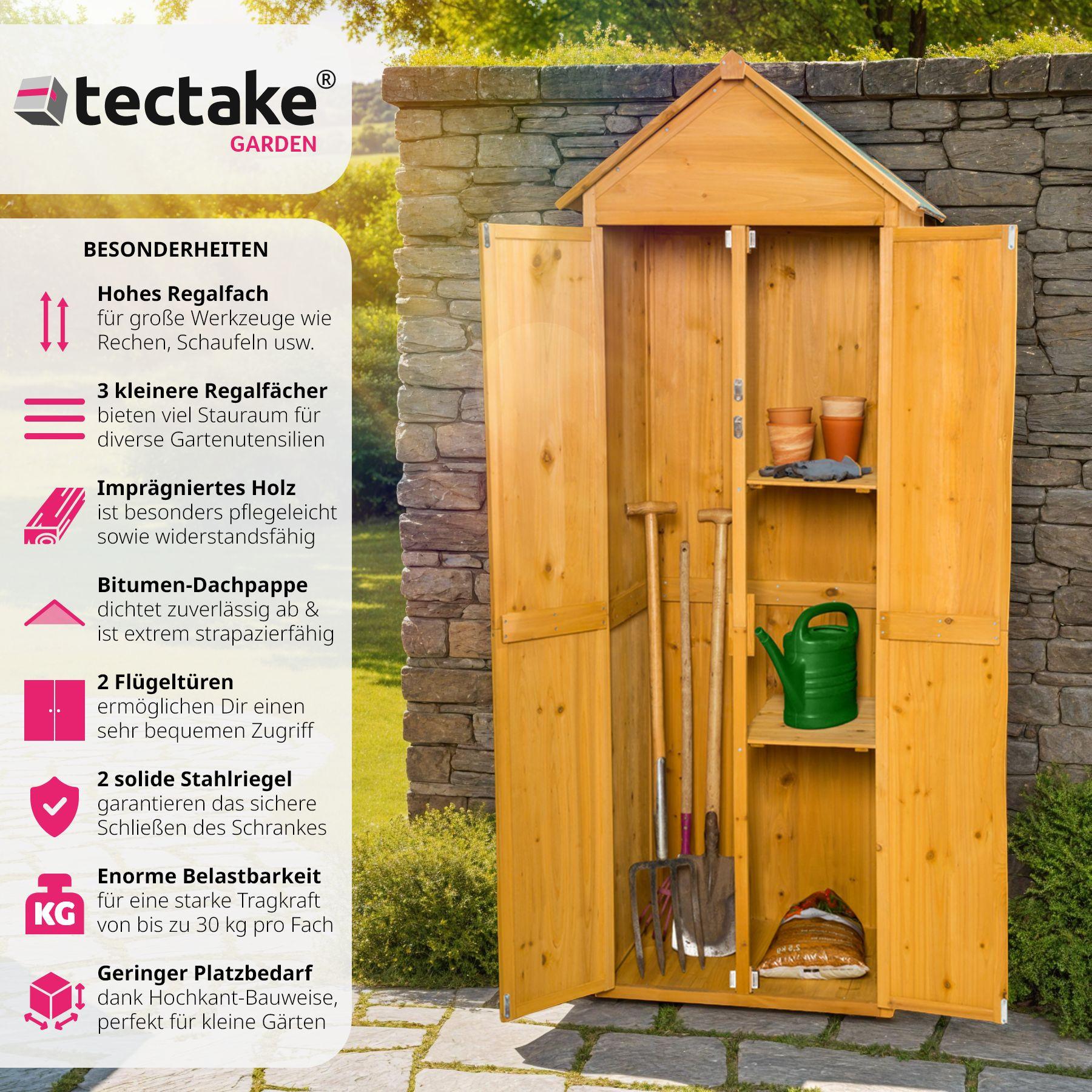 Tectake Armoire de jardin Kadi 80,5 x 60 x 213,5 cm  
