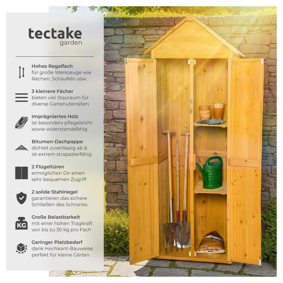 Tectake Armadio da giardino con tetto a due falde Kadi in legno di conifera impregnato  