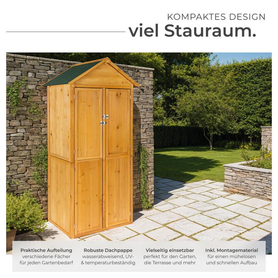 Tectake Armadio da giardino con tetto a due falde Kadi in legno di conifera impregnato  