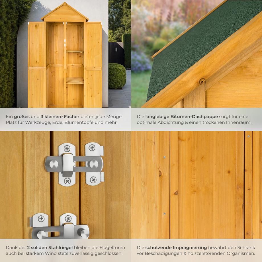 Tectake Armadio da giardino con tetto a due falde Kadi in legno di conifera impregnato  
