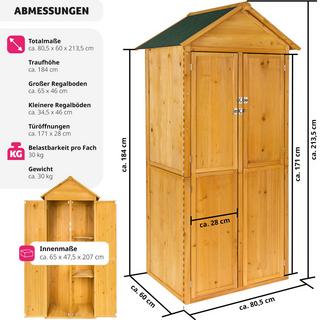 Tectake Armoire de jardin Kadi 80,5 x 60 x 213,5 cm  