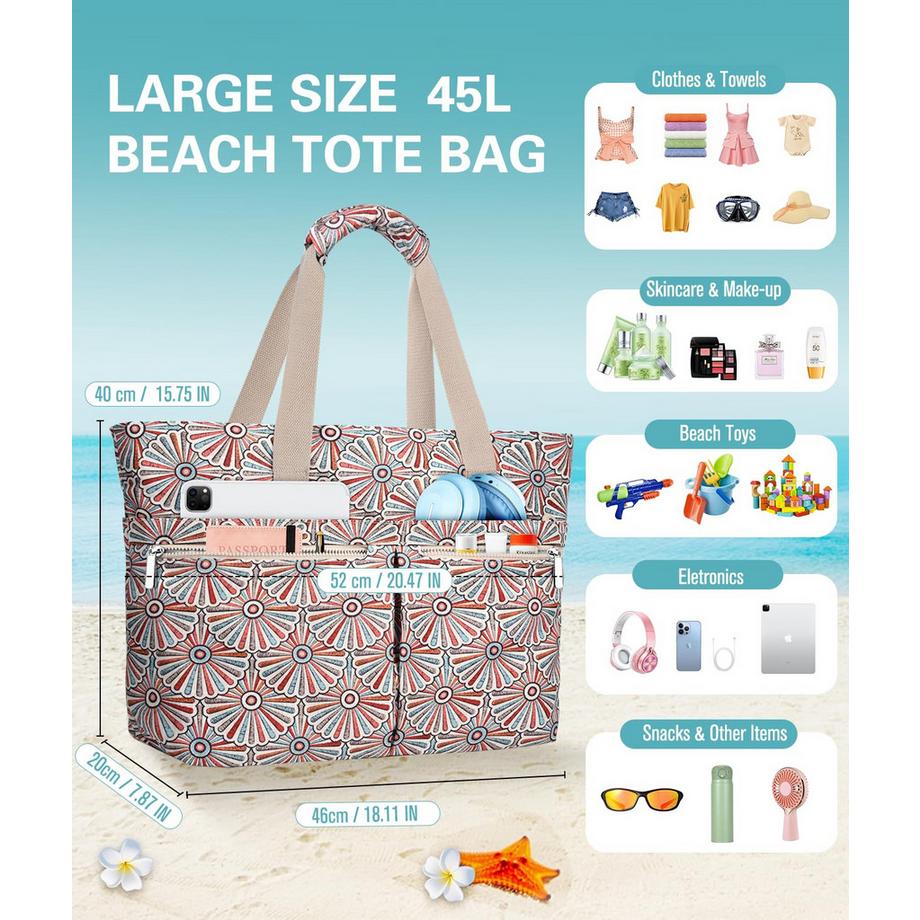 Only-bags.store grosse Strandtasche mit Reissverschluss  