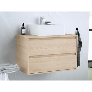 Vente-unique Mobile per bagno sospeso con lavabo da appoggio 80 cm Placcatura rovere - MILIPAM  