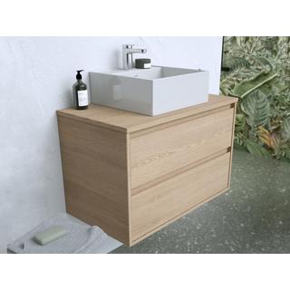 Vente-unique Mobile per bagno sospeso con lavabo da appoggio 80 cm Placcatura rovere - MILIPAM  