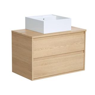 Vente-unique Mobile per bagno sospeso con lavabo da appoggio 80 cm Placcatura rovere - MILIPAM  