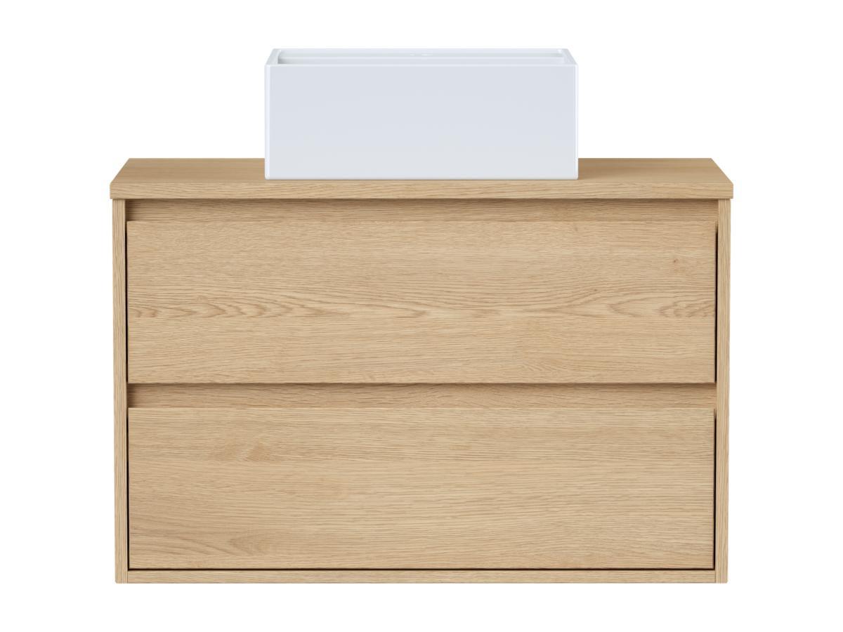 Vente-unique Mobile per bagno sospeso con lavabo da appoggio 80 cm Placcatura rovere - MILIPAM  