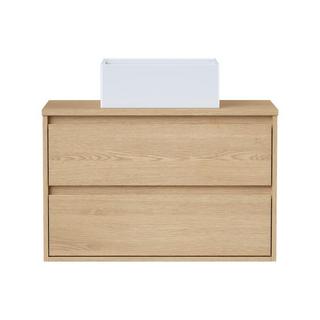 Vente-unique Mobile per bagno sospeso con lavabo da appoggio 80 cm Placcatura rovere - MILIPAM  