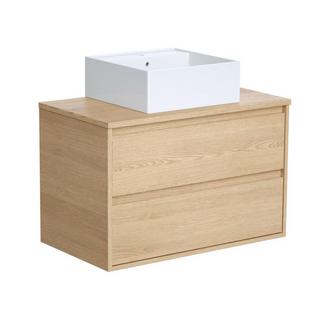 Vente-unique Mobile per bagno sospeso con lavabo da appoggio 80 cm Placcatura rovere - MILIPAM  