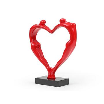 Grande statue cœur en résine - L.49 x H.55 cm - Rouge - LOVINA