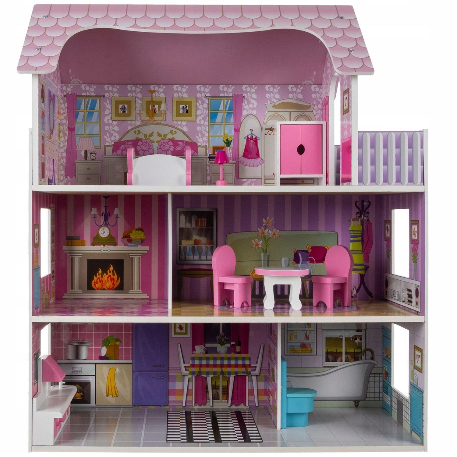Kruzzel  Casa delle bambole in legno - 3 piani - 70 cm 